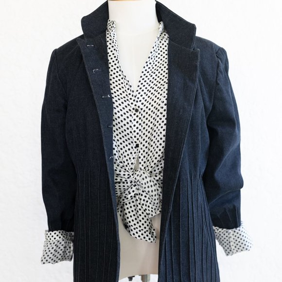 Vintage Jean Blazer and Poka Dot Blouse - Picture 2 of 11